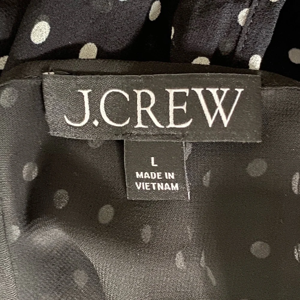 J.Crew Puff Sleeve Polka Dot Top in Lightweight Chiffon, Size Large